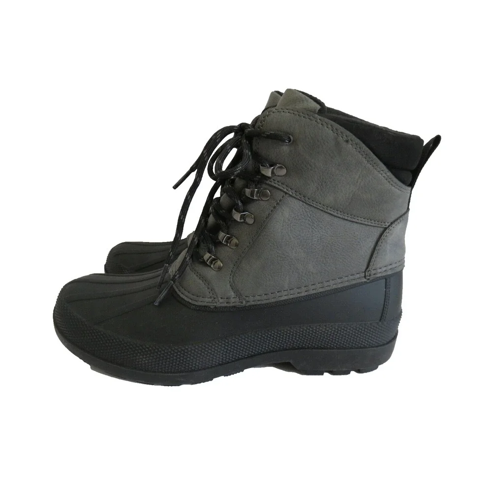 DENALI Winter Duck Boots‎ Expedition Black Rubber & Gray Leather Men's 8 EU 40.5